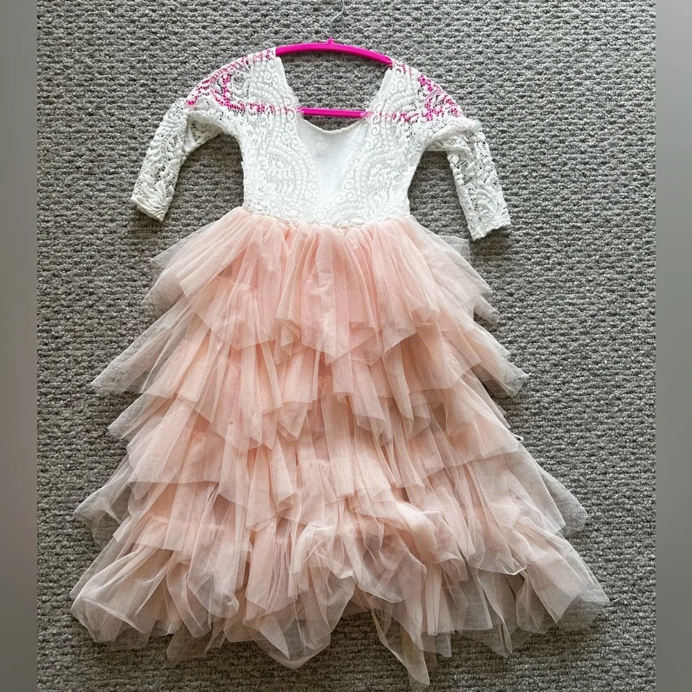 🧚 Backless A-line Lace Back Flower Girl Dress - Picture 4 of 7